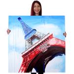 Tableau l'huile Tour Eiffel peinte main Textile - 100 x 100 x 3 cm