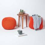 Runder Strickpouf 100% Baumwolle Orange