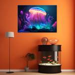 Canvas Leinwandbild Neon-Qualle 60 x 40 cm