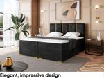 Boxspringbett Antonio Gold Schwarz - 140 x 214 cm - H3