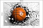 Fototapete BASKETBALL Rissige Wand 3D 300 x 210 x 210 cm