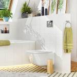 Porte brosse de toilettes en bambou Marron - Argenté - Blanc - Bambou - Métal - Matière plastique - 11 x 38 x 11 cm
