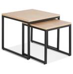 Set Mit 2 Satztischen Im Industriestil M Beige - Massivholz - 50 x 45 x 50 cm