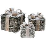 Weihnachtsdeko GESCHENKE, 3er-Set, LED Beige - Kunststoff - 17 x 17 x 17 cm