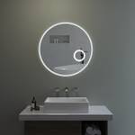 Rund LED Spiegel Bad mit Kosmetikspiegel Silber - Glas - 80 x 80 x 3 cm
