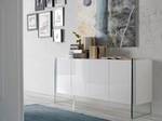 Buffet en bois blanc et verre trempé Blanc - Bois manufacturé - Verre - 170 x 77 x 43 cm