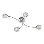 Plafonnier halogène Genua 4 lampes - Applications en cristaux de verre - Diamètre de la sphère : 7,5 cm