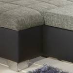 Ecksofa Henderson Kunstleder/Stoff Schwarz/Grau - Longchair davorstehend links - Schlaffunktion - Bettkasten