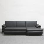 Ecksofa Orlando Kunstleder Schwarz Longchair davorstehend rechts - Mit Schlaffunktion