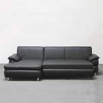 Ecksofa Orlando Kunstleder Schwarz Longchair davorstehend links - Mit Schlaffunktion