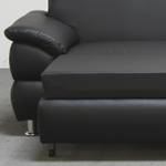 Ecksofa Orlando Kunstleder Schwarz Longchair davorstehend links - Mit Schlaffunktion