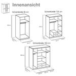 Drehtürenschrank Amata Alpinweiß/Hochglanz Schwarz - Schrankbreite: 135 cm - 3-türig - 1 Spiegel - 2 Schubladen