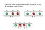 1 broekenhouder van 90 cm geschikt voor kastelementen met een breedte van 90cm