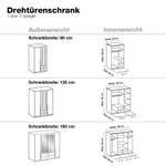 Drehtürenschrank Nuevo Alpinweiß/Eiche Sägerau Dekor - Breite: 180 cm