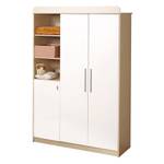 Witte/esdoornen staande kast Babybed, commode en kledingkast - Esdoorn/Wit