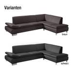 Ecksofa Nantes Kunstleder Schwarz - Longchair davorstehend links