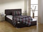 Bed New Jersey structuurstof - Bruin - 160 x 200cm - Met lattenbodem & matras - Bonell-binnenveringmatras