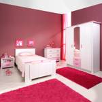 Jugendzimmer-Set Biotiful (4-teilig) Bett, Kleiderschrank, Kommode und Nachtisch - Dekor weiß/rosa