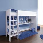 Ensemble économique I Smoozy 2 éléments - Rose ou bleu - Lit mezzanine et armoire à  vêtements Bords pivotants Vernis blanc Bleu