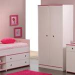 Ensemble économique II Smoozy Armoire à  vêtement et lit rangement - Bords pivotants - Vernis blanc