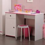 Kinderzimmer Smoozy (3tlg.) 3-tlg. - Kleiderschrank, Stauraum-Bett & Schreibtisch - weiß mit rosa Kanten