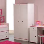 Smoozy Junior Set voor meisjes 3-delig - Kledingkast, opbergbed en bureau - Wit met roze kanten