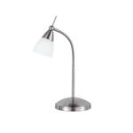 Lampe de bureau Pino 1 ampoule - Potentiomètre tactile - Inclinable et pivotant - Métal / Verre - Chrome / Blanc