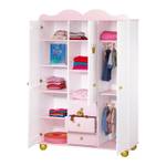 Armoire à vêtements Prinzessin Karolin Epicéa massif - Lasuré blanc / rose