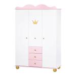 Armoire à vêtements Prinzessin Karolin Epicéa massif - Lasuré blanc / rose