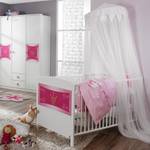 Babyset Kate (3-delig) babybed, babycommode en kledingkast in wit/roze