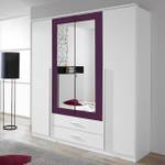 Armoire à portes battantes Krefeld Blanc alpin / Mûre - 181 cm - 4 portes - Largeur : 181 cm