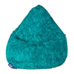 Pouf poire Fluffy L Peluche tissée - Vert émeraude