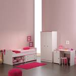 Smoozy Junior Set voor meisjes 3-delig - Kledingkast, opbergbed en bureau - Wit met roze kanten