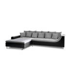 Canapé d'angle Trieste Noir - Gris - Cuir synthétique - Textile - 326 x 91 x 213 cm