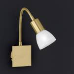 Wandlamp Angola mat messing/albastkleurig glas - met schakelaar en flexibele arm - met 1 lichtbron