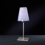 Lampe de bureau Flora Nickel mat, verre avec décoration florale - Ampoule à économie d'énergie, avec interrupteur manuel - 1 ampoule