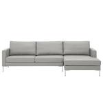 Ecksofa Portobello Echtleder Echtleder Gad: Grau - Breite: 251 cm - Longchair davorstehend rechts