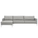 Hoekbank Portobello echt leer Echt leer Gad: Grijs - Breedte: 293 cm - Longchair vooraanzicht links