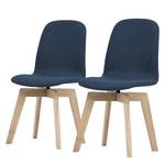 Gestoffeerde stoelen Stig I geweven stof - Stof Vesta: Blauw - Eik