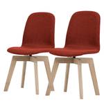 Gestoffeerde stoelen Stig I geweven stof - Stof Vesta: Rood - Eik