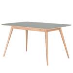 Table Viggo Chêne partiellement massif / Linoléum - Vert olive / Chêne - 140 x 90 cm