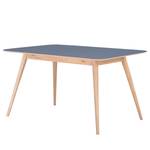 Table Viggo Chêne partiellement massif / Linoléum - Bleu pétrole / Chêne - 140 x 90 cm