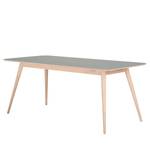 Table Viggo Chêne partiellement massif / Linoléum - Vert olive / Chêne - 180 x 90 cm