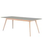 Table Viggo Chêne partiellement massif / Linoléum - Vert olive / Chêne - 220 x 90 cm