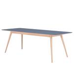 Table Viggo Chêne partiellement massif / Linoléum - Bleu pétrole / Chêne - 220 x 90 cm