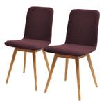 Chaises rembourrées Loca (lot de 2) Chêne massif - Tissu Muya : Aubergine