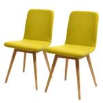 Chaises rembourrées Loca (lot de 2) Chêne massif - Tissu Muya : Jaune