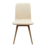 Gestoffeerde stoelen Loca massief eikenhout - Leer Tupi: Crèmekleurig