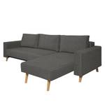 Ecksofa Topas (mit Schlaffunktion) Webstoff - Stoff Zahira: Anthrazit - Longchair davorstehend rechts