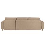 Ecksofa Topas (mit Schlaffunktion) Webstoff - Stoff Zahira: Beige-Grau - Longchair davorstehend rechts